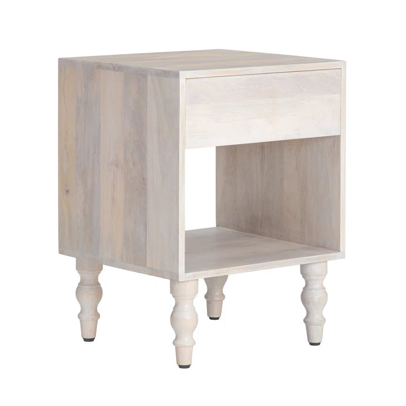 Dura Mango Wood Bedside Table WHITEWASH