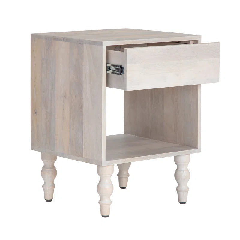 Dura Mango Wood Bedside Table WHITEWASH