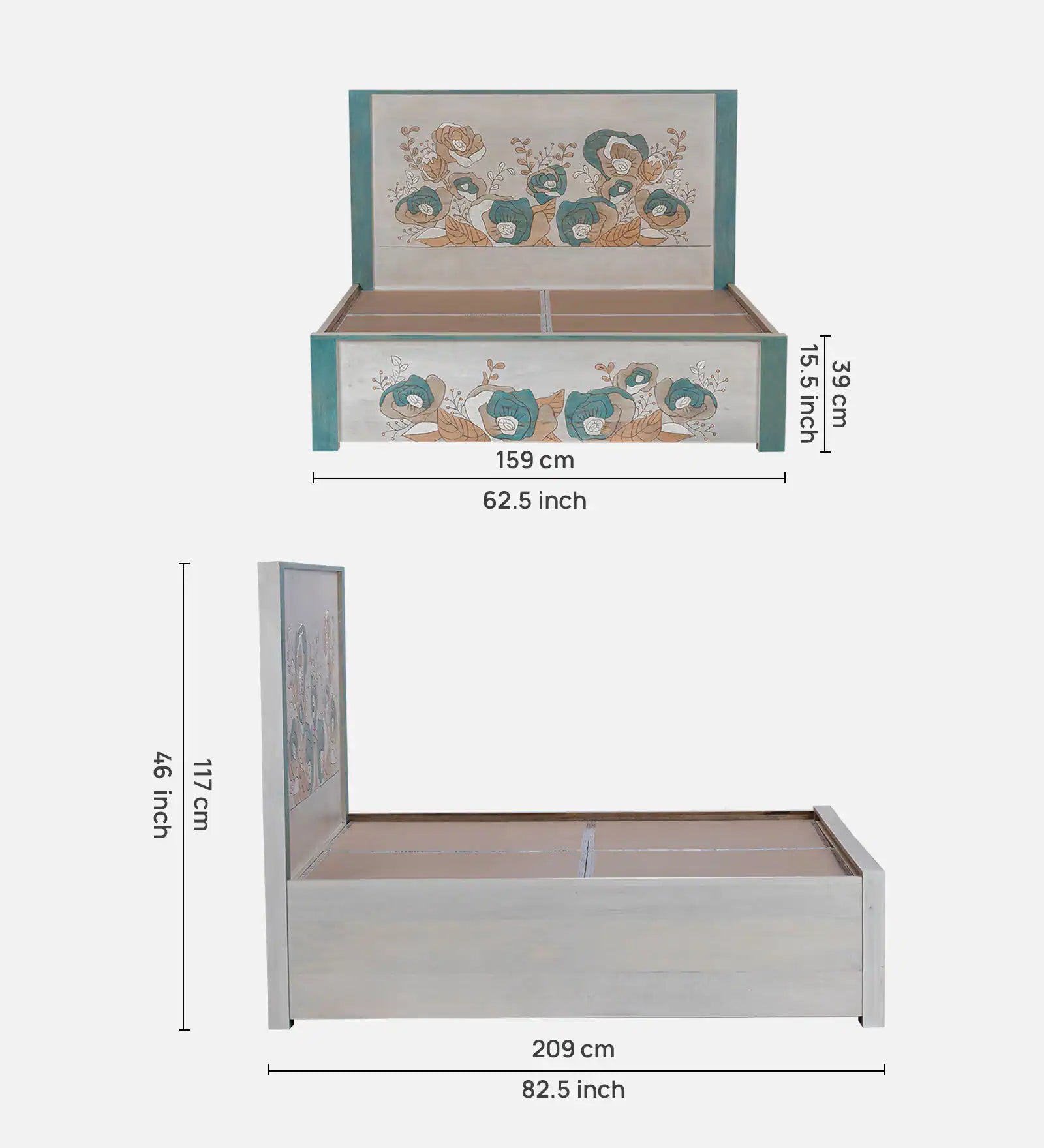 Brim Queen Size Bed With Box Storage