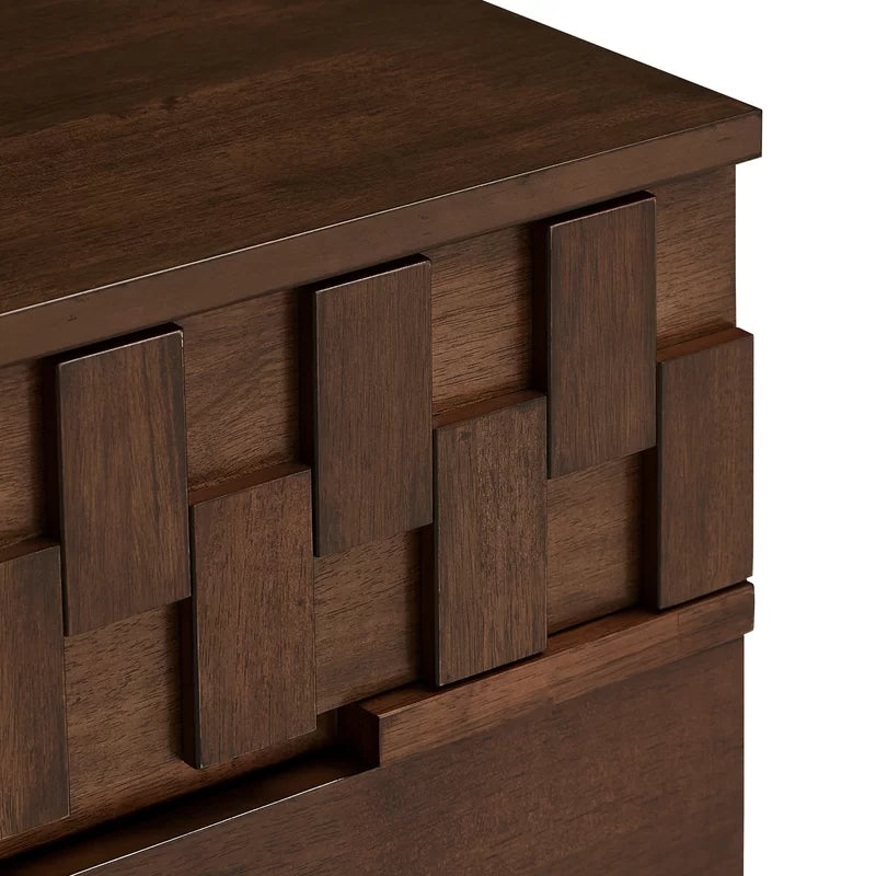 Petterson Solid Wood Nightstand Bedside Table with 2 Drawers - Brown