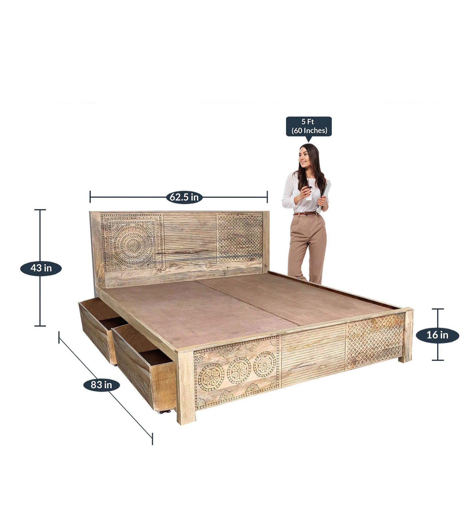Loom Queen Size Bed With Drawer Storage