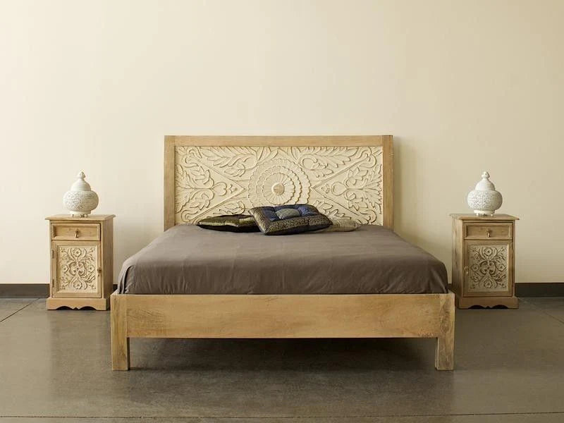 Novel Carved Wooden King Bed